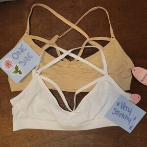 Unlined Nude White Soft Bralette Bundle Small Medium